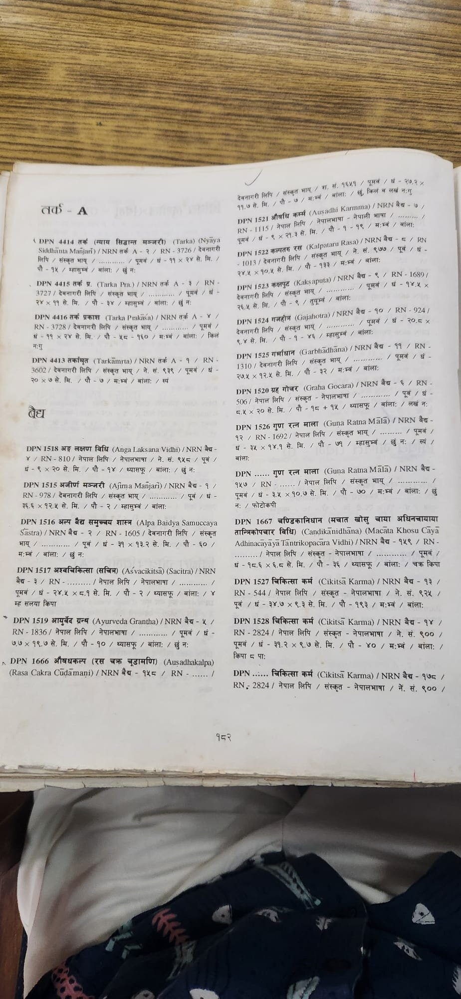 Page 182 of the Short Catalogue of Āśā Archives, listing medical manuscripts including DPN 1517